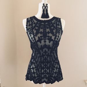 LAUNDRY- Black Lace Tank- Sz M- *NWOT*